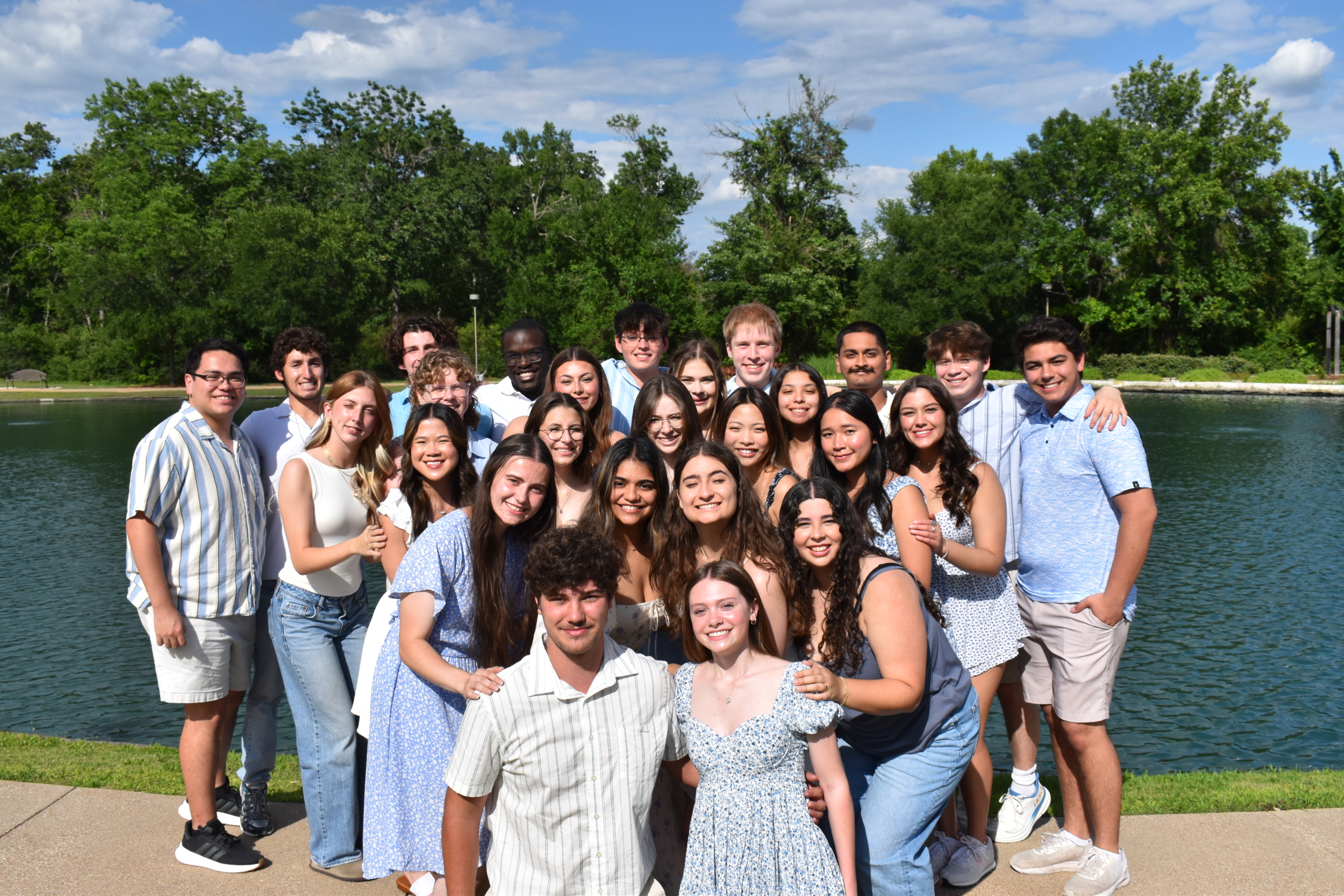 All Staff Photo in Blue and White